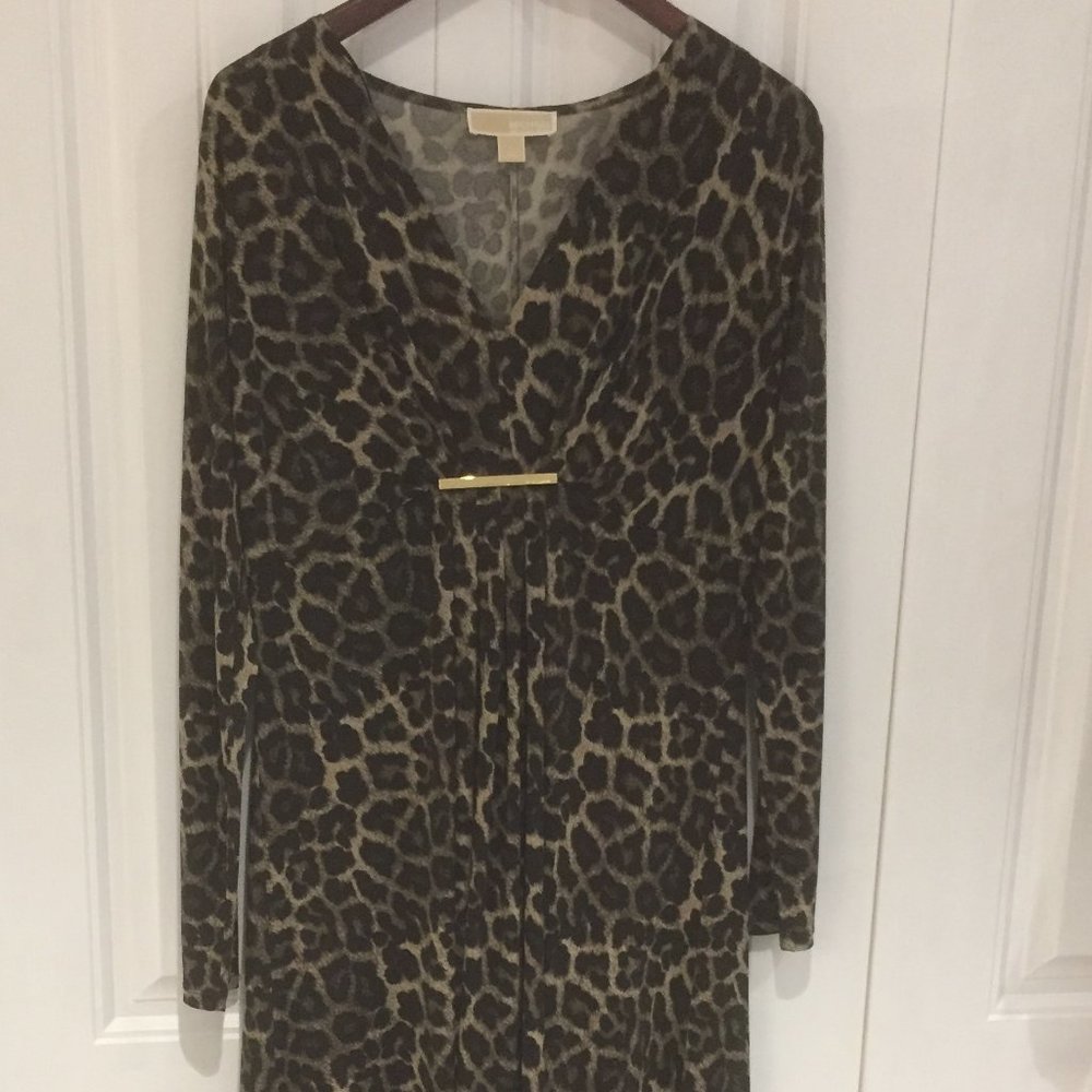 NWOT (worn once) Michael Kors high low leopard print dress size L